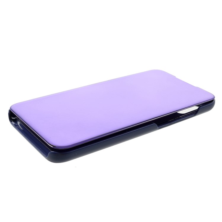 Electroplating Mirror Surface View Window Leather Stand Mobile Phone Case for Huawei Honor 10 Lite - Purple-4