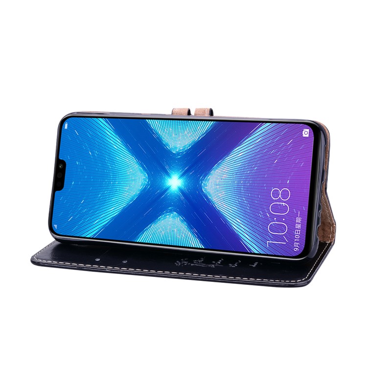 HAT PRINCE Oil Wax PU Leather Wallet Phone Case for Huawei Honor 8X / Honor View 10 Lite - Black-4