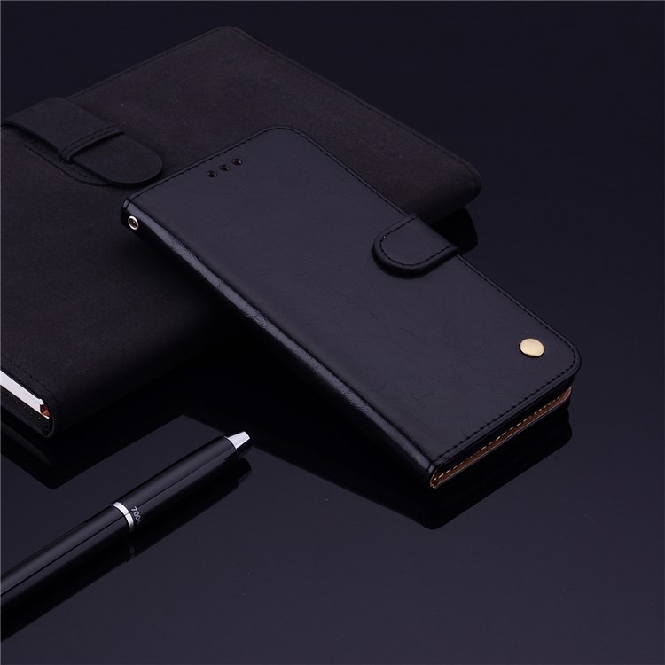 HAT PRINCE Oil Wax PU Leather Wallet Phone Case for Huawei Honor 8X / Honor View 10 Lite - Black-6
