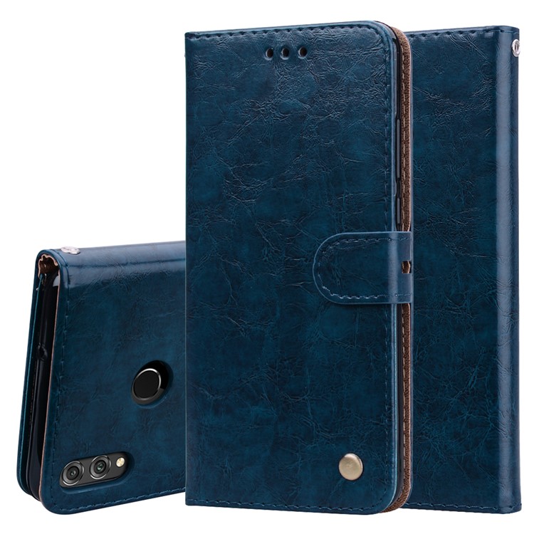 HAT PRINCE Oil Wax PU Leather Wallet Cover for Huawei Honor 8X / Honor View 10 Lite - Blue-1