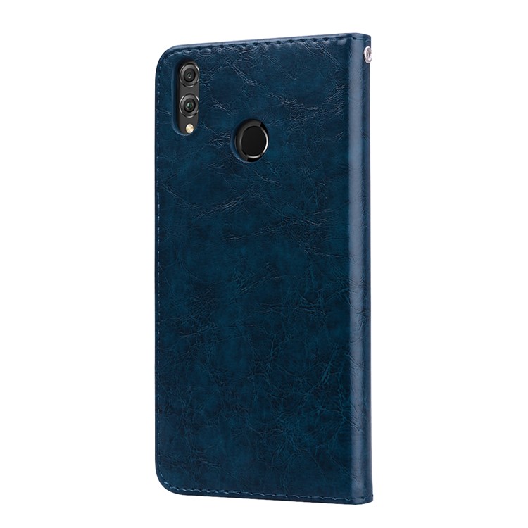 HAT PRINCE Oil Wax PU Leather Wallet Cover for Huawei Honor 8X / Honor View 10 Lite - Blue-3