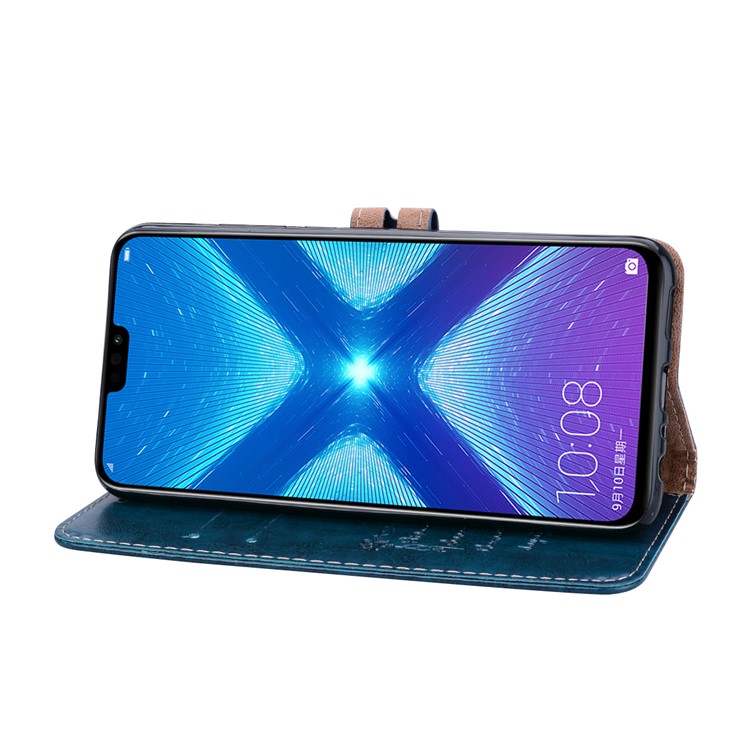 HAT PRINCE Oil Wax PU Leather Wallet Cover for Huawei Honor 8X / Honor View 10 Lite - Blue-4