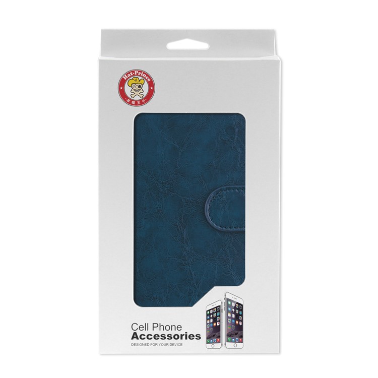 HAT PRINCE Oil Wax PU Leather Wallet Cover for Huawei Honor 8X / Honor View 10 Lite - Blue-7