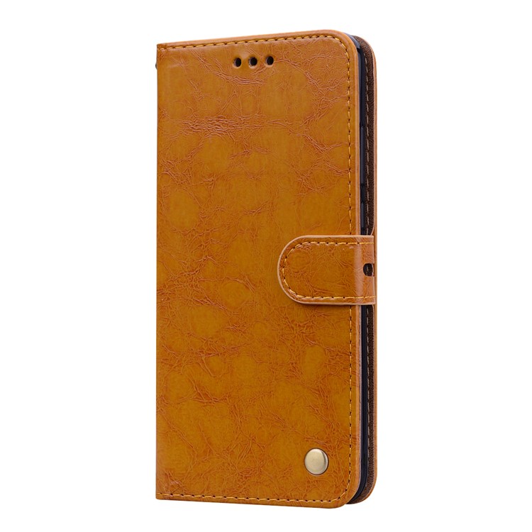 HAT PRINCE Oil Wax PU Leather Wallet Shell for Huawei Honor 8X / Honor View 10 Lite - Brown-2