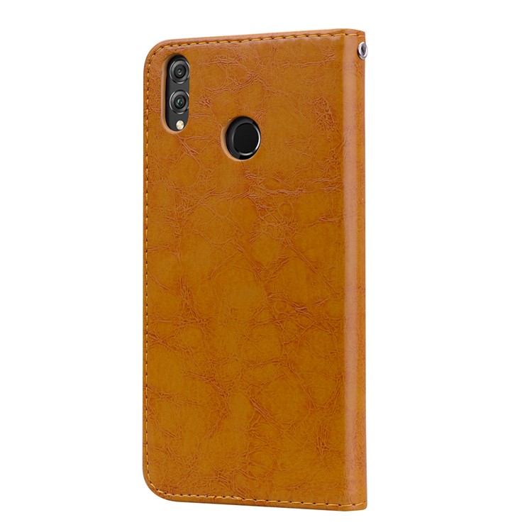 HAT PRINCE Oil Wax PU Leather Wallet Shell for Huawei Honor 8X / Honor View 10 Lite - Brown-3