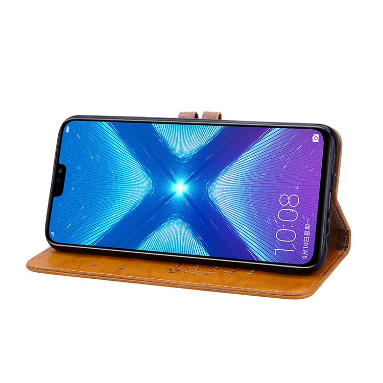 HAT PRINCE Oil Wax PU Leather Wallet Shell for Huawei Honor 8X / Honor View 10 Lite - Brown-4