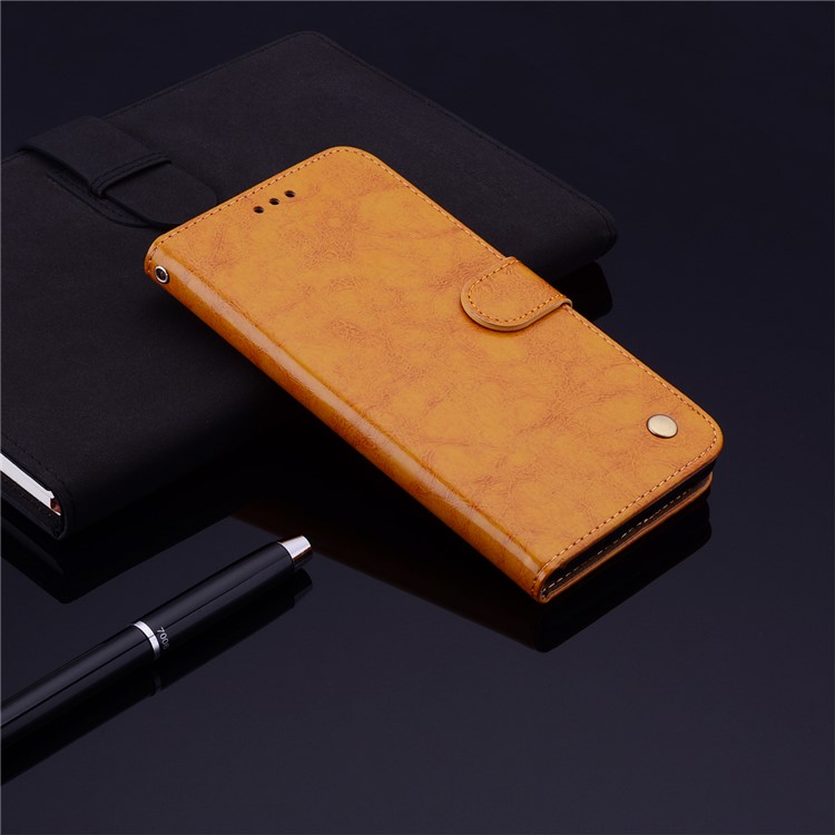 HAT PRINCE Oil Wax PU Leather Wallet Shell for Huawei Honor 8X / Honor View 10 Lite - Brown-6