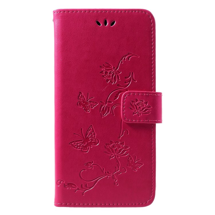 Imprint Butterfly Flowers Leather Stand Wallet Case for Huawei Honor 10 Lite - Rose-3