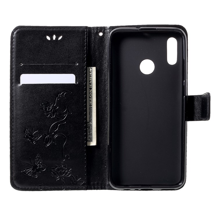Imprint Butterfly Flowers Leather Stand Wallet Cover for Huawei Honor 10 Lite - Black-5
