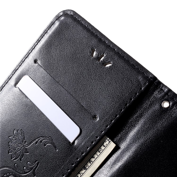 Imprint Butterfly Flowers Leather Stand Wallet Cover for Huawei Honor 10 Lite - Black-6