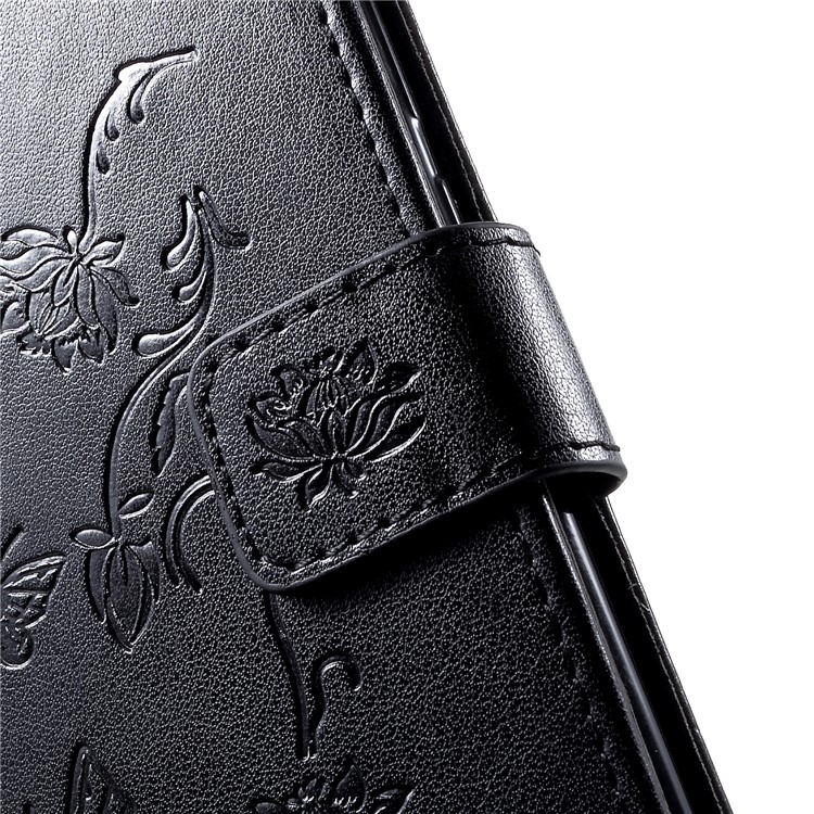 Imprint Butterfly Flowers Leather Stand Wallet Cover for Huawei Honor 10 Lite - Black-7