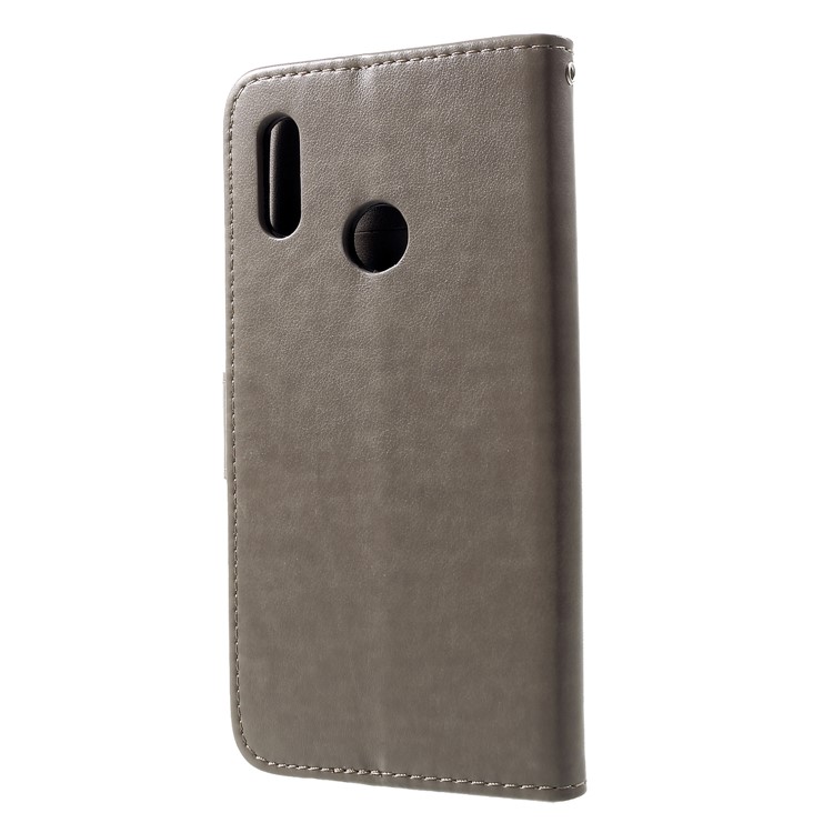 Imprint Butterfly Flowers Leather Stand Wallet Shell for Huawei Honor 10 Lite - Grey-2