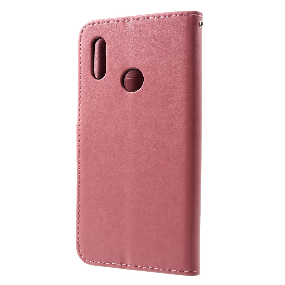 Imprint Butterfly Flowers Leather Stand Wallet Casing for Huawei Honor 10 Lite - Pink-2
