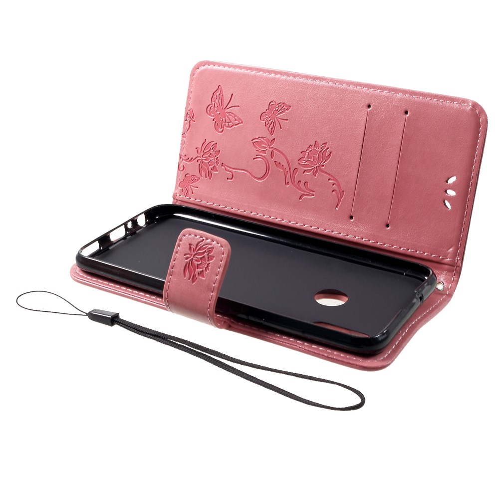 Empreinte Papillon Fleurs en Cuir Support de Portefeuille Pour Huawei Honneur 10 Lite - Rose