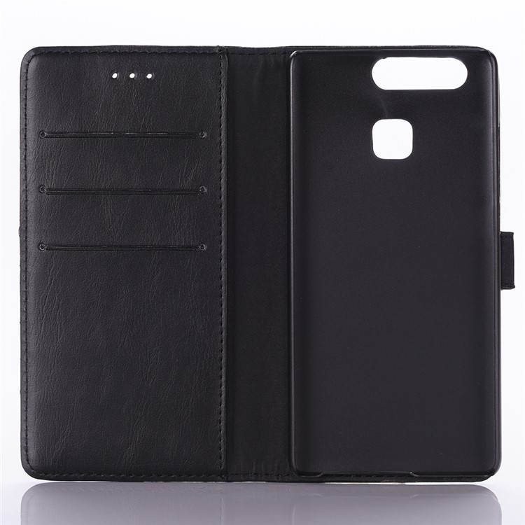 For Huawei P9 Retro Style Leather Case Wallet Cover - Black-3