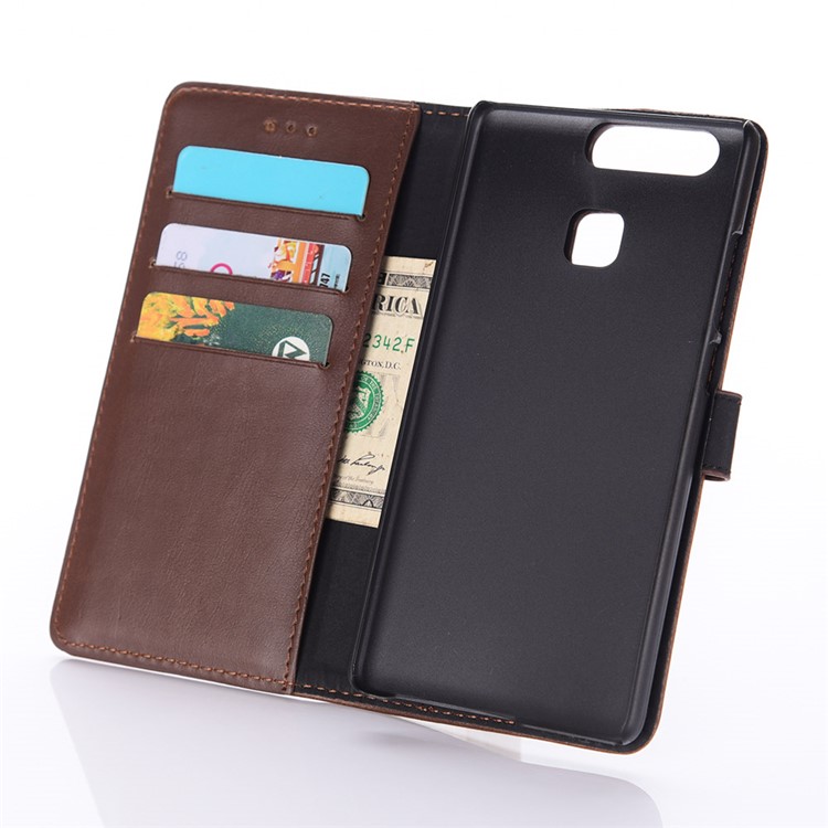 For Huawei P9 Retro Style Leather Case Card Holder - Coffee-10
