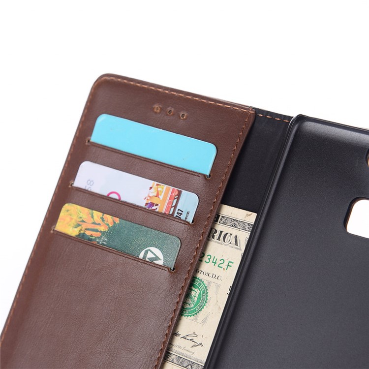 For Huawei P9 Retro Style Leather Case Card Holder - Coffee-11
