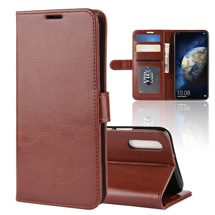 Crazy Horse Texture PU Leather Flip Casing for Huawei Honor Magic 2 - Brown-1