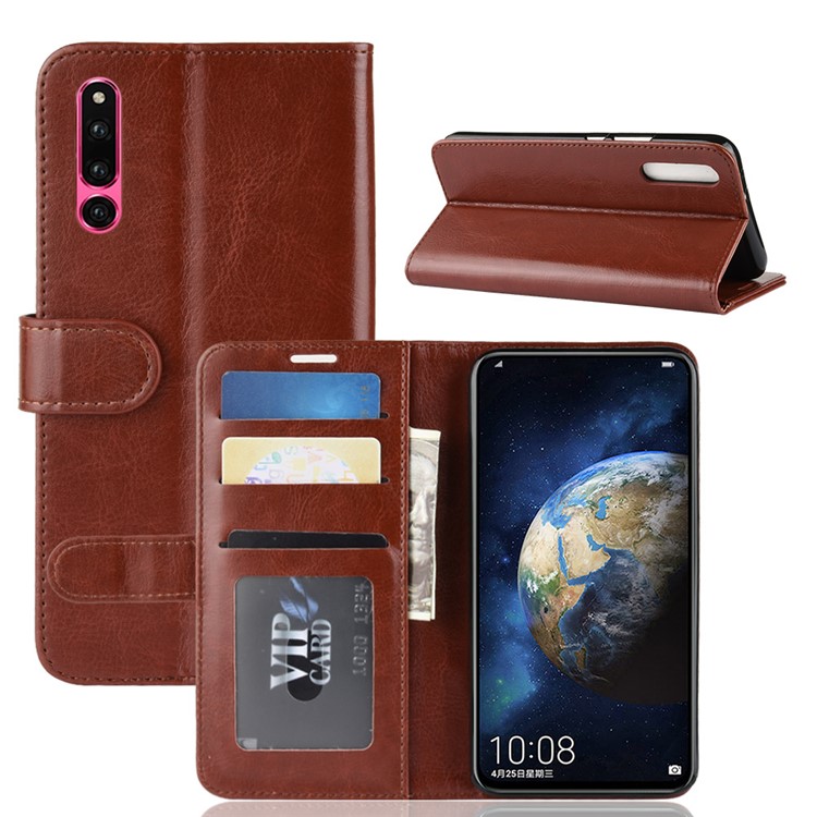 Crazy Horse Texture PU Leather Flip Casing for Huawei Honor Magic 2 - Brown-6