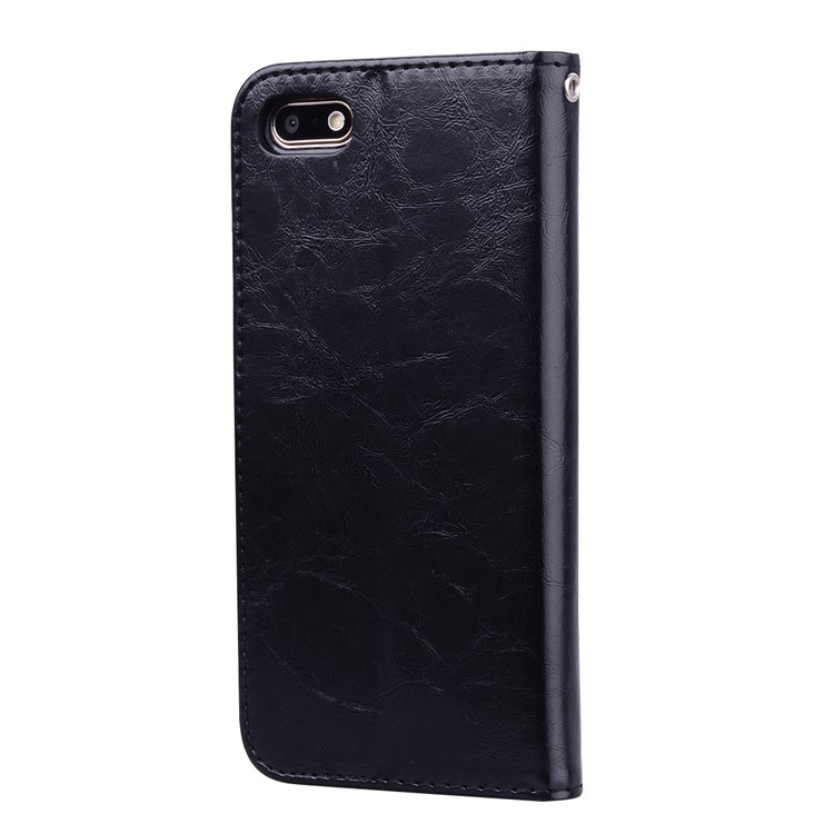 HAT PRINCE Oil Wax PU Leather Wallet Phone Casing for Huawei Y5 (2018) / Y5 Prime (2018) / Honor 7s / Play 7 - Black-3