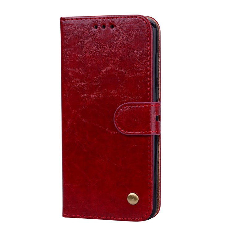 HAT PRINCE Oil Wax PU Leather Wallet Phone Cover for Huawei Y5 (2018) / Y5 Prime (2018) / Honor 7s / Play 7 - Red-2