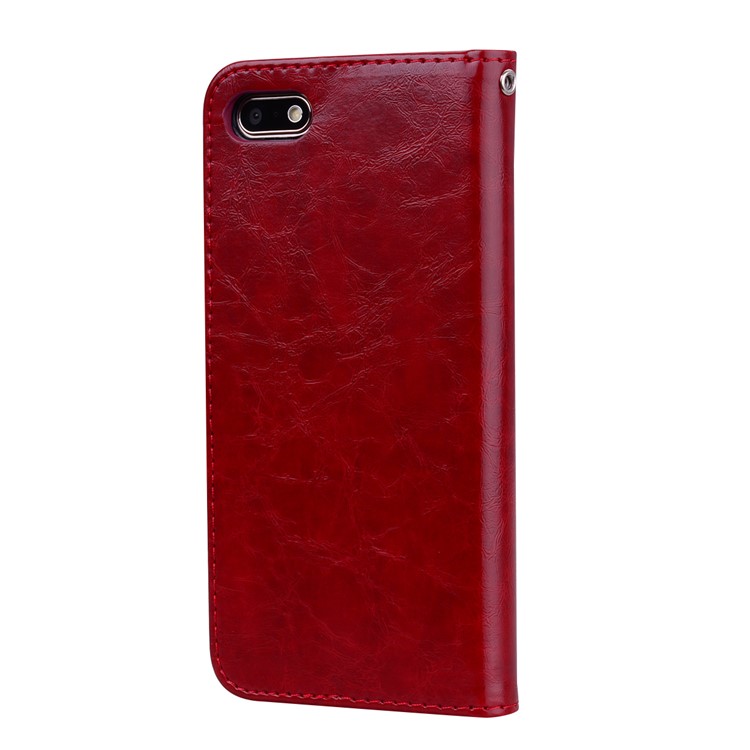 HAT PRINCE Oil Wax PU Leather Wallet Phone Cover for Huawei Y5 (2018) / Y5 Prime (2018) / Honor 7s / Play 7 - Red-3