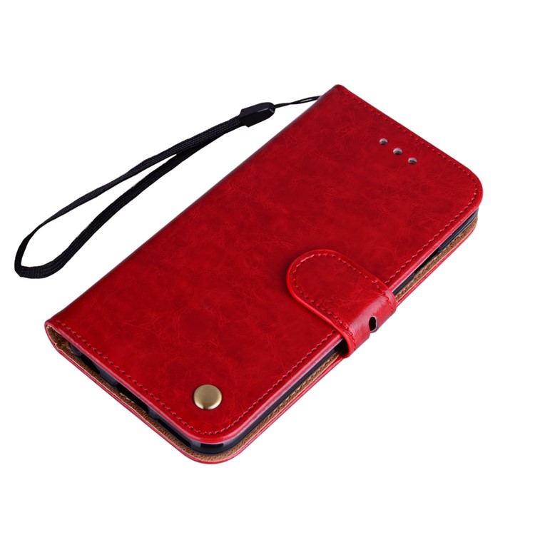 HAT PRINCE Oil Wax PU Leather Wallet Phone Cover for Huawei Y5 (2018) / Y5 Prime (2018) / Honor 7s / Play 7 - Red-6