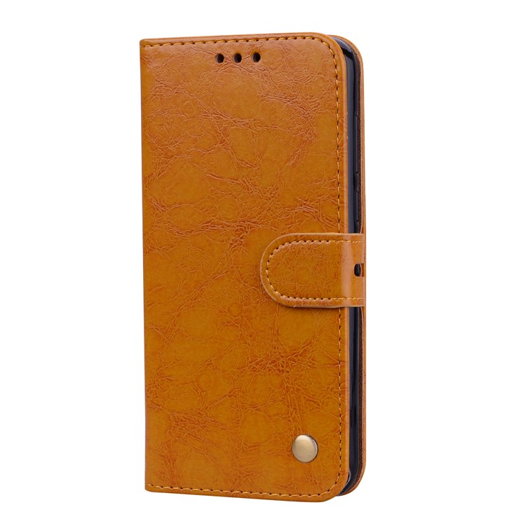 HAT PRINCE Oil Wax PU Leather Wallet Phone Case for Huawei Y5 (2018) / Y5 Prime (2018) / Honor 7s / Play 7 - Brown-2