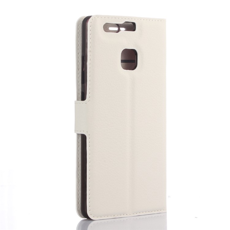 For Huawei P9 Lychee Leather Wallet Stand Flip Case - White-2