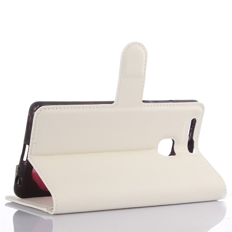 For Huawei P9 Lychee Leather Wallet Stand Flip Case - White-4