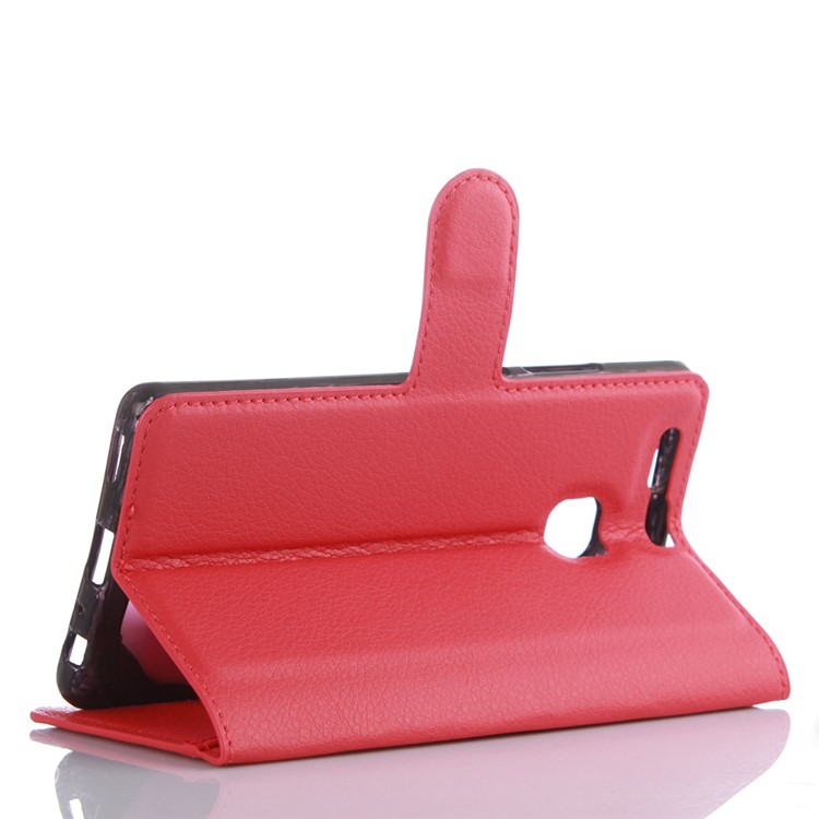 For Huawei P9 Lychee Leather Wallet Case Stand Cover - Red-4