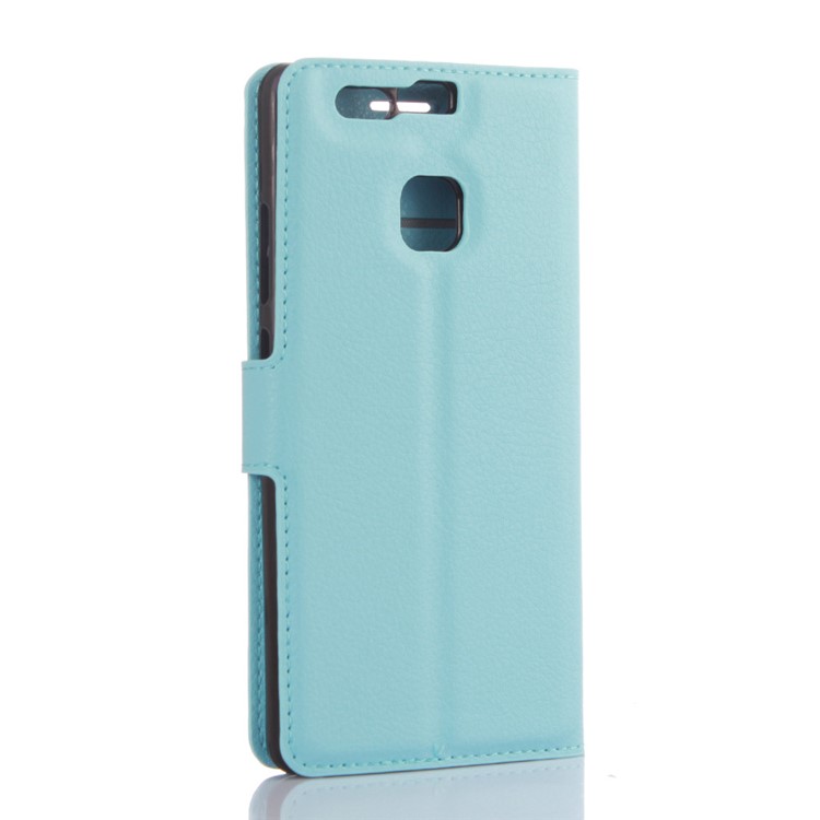For Huawei P9 Lychee Leather Wallet Stand Case Cover - Blue-2