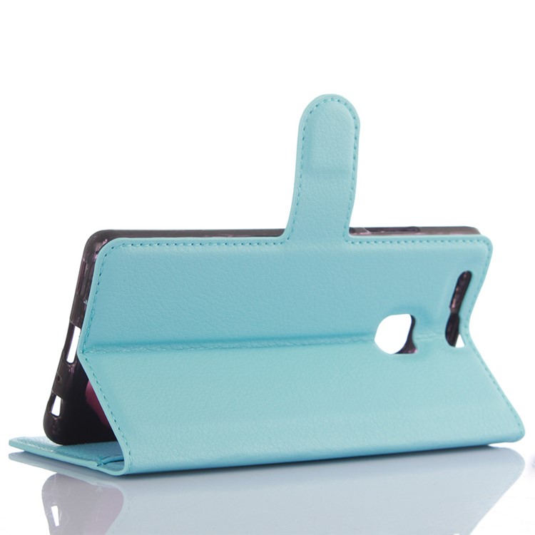 For Huawei P9 Lychee Leather Wallet Stand Case Cover - Blue-4