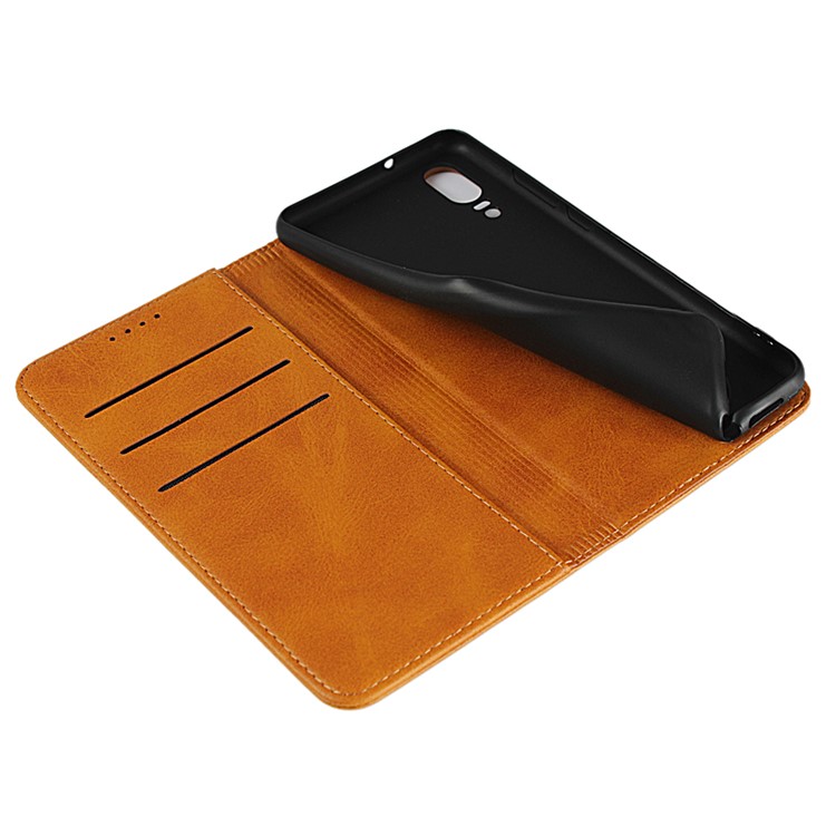 Auto-absorbed Leather Wallet Shell with Stand for Huawei P20 - Brown-7
