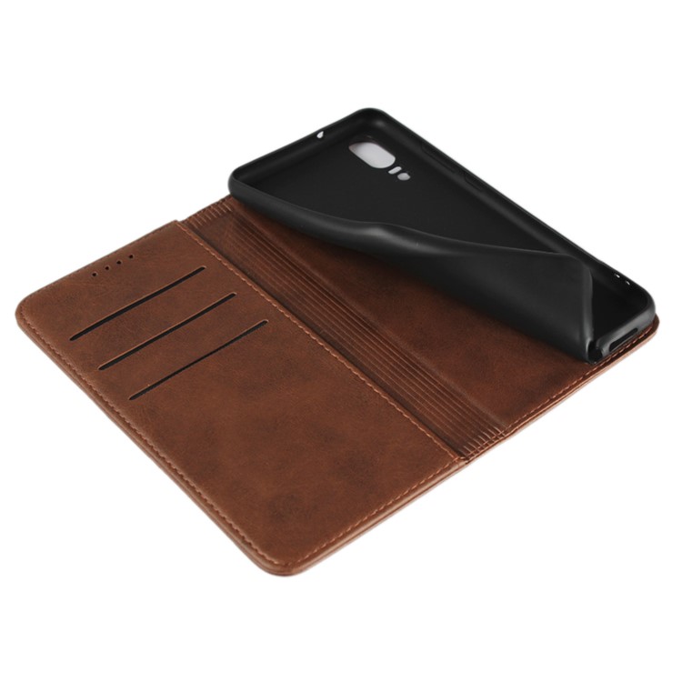 Auto-absorbed Leather Wallet Casing with Stand for Huawei P20 - Coffee-7