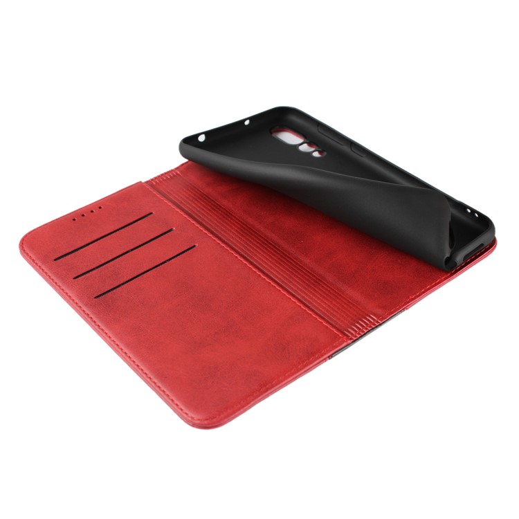 Bi-colour Splicing Magnetic Case Stand Leather Wallet Cover for Huawei P20 Pro - Red-2