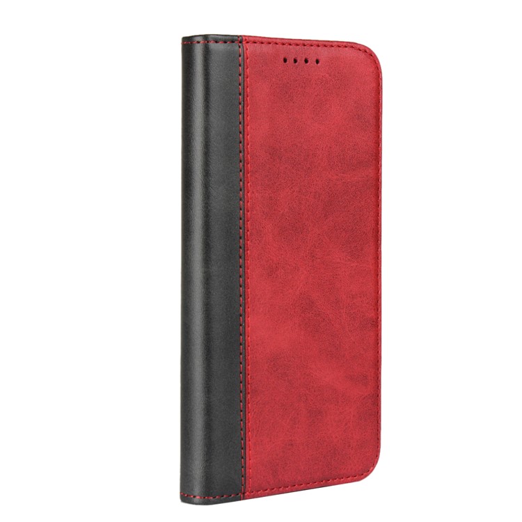 Bi-colour Splicing Magnetic Case Stand Leather Wallet Cover for Huawei P20 Pro - Red-6
