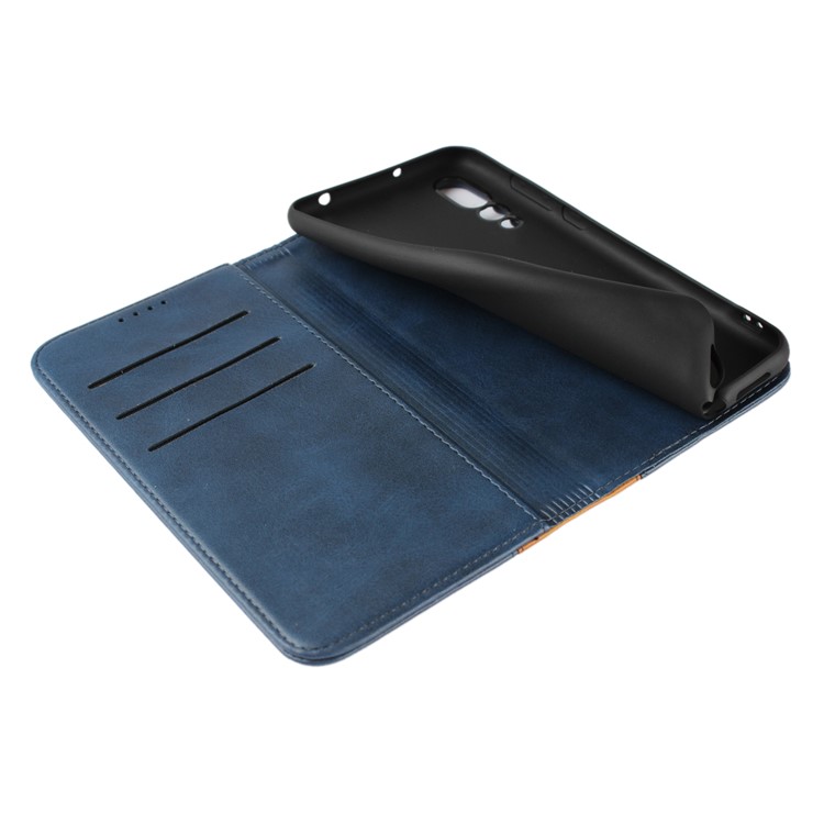 Cáscara De Cuero Bicolor De La Cartera Del Soporte Del Caso Magnético Que Empalma Para Huawei P20 Favorable - Azul-2