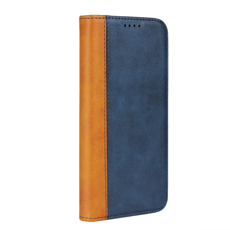 Cáscara De Cuero Bicolor De La Cartera Del Soporte Del Caso Magnético Que Empalma Para Huawei P20 Favorable - Azul-6