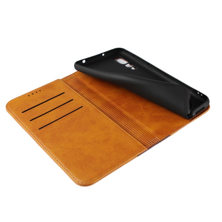 Two Tone Splicing Magnetic Case Stand Leather 3 Card Slots Casing for Huawei P20 Pro - Brown-2
