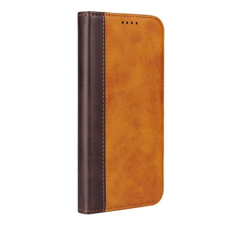 Two Tone Splicing Magnetic Case Stand Leather 3 Card Slots Casing for Huawei P20 Pro - Brown-6