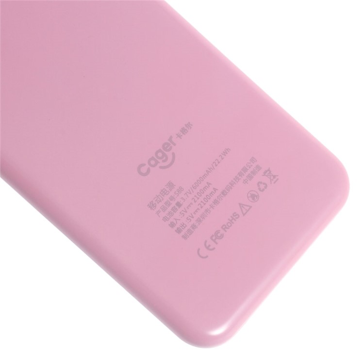 CAGER S88 6000mAh Battery Charger Power Bank for iPhone iPad Samsung LG - Pink-5