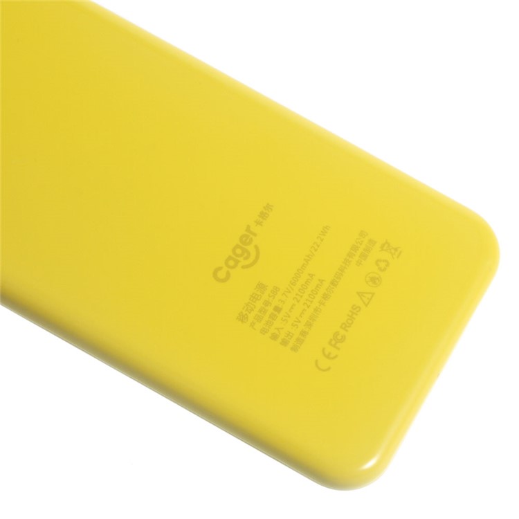 CAGER S88 6000mAh External Power Bank for iPhone iPad Samsung LG - Yellow-5