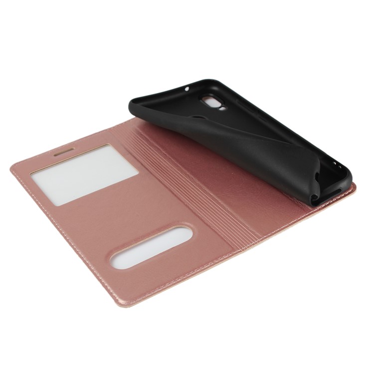 Dual View Window Crazy Horse Texture PU Leather Shell for Huawei P20 Lite / Nova 3e (China) - Pink-8