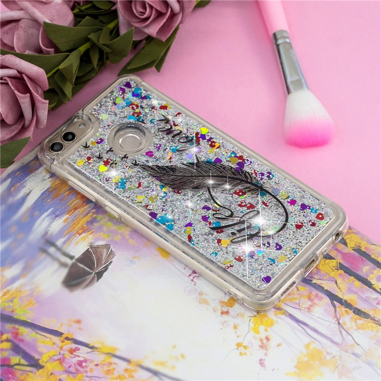 Embossment Pattern Quicksand TPU Shell for Huawei P Smart (2017) / Enjoy 7S - Feather-7