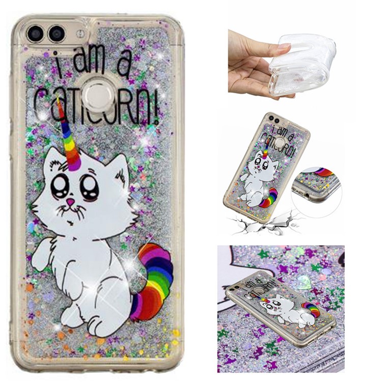 Prägemuster Quicksand TPU-Rückendeckel Für Huawei P Smart (2017) / 7S Genießen - Ich Bin Ein Caticorn-1