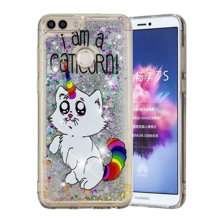 Prägemuster Quicksand TPU-Rückendeckel Für Huawei P Smart (2017) / 7S Genießen - Ich Bin Ein Caticorn-2