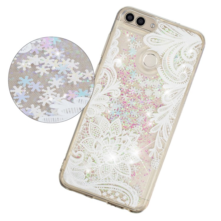 Embossment Pattern Quicksand TPU Back Shell for Huawei P Smart (2017) / Enjoy 7S - Lace Flower Pattern-3