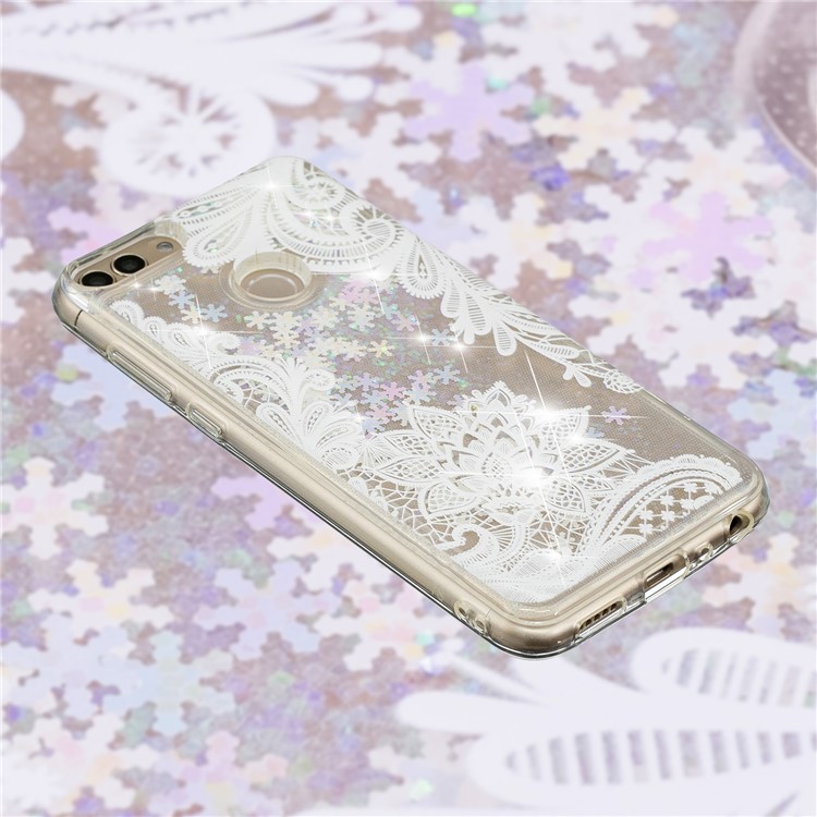 Embossment Pattern Quicksand TPU Back Shell for Huawei P Smart (2017) / Enjoy 7S - Lace Flower Pattern-4