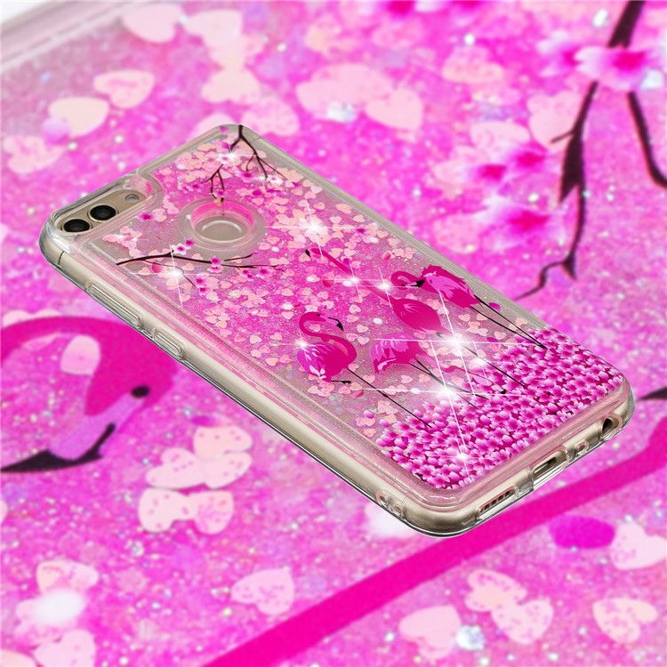 Embossing Pattern Quicksand TPU Soft Case for Huawei P Smart (2017) / Enjoy 7S - Flamingos-4
